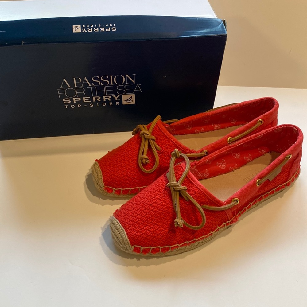 Sperry SZ 8.5 Katama Red Cotton Mesh Top Sliders New Shoes Slip On